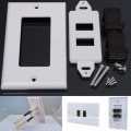 2-Port HDMI 1080P Wall Face Plate Panel Cover Coupler Outlet Extender 3D White